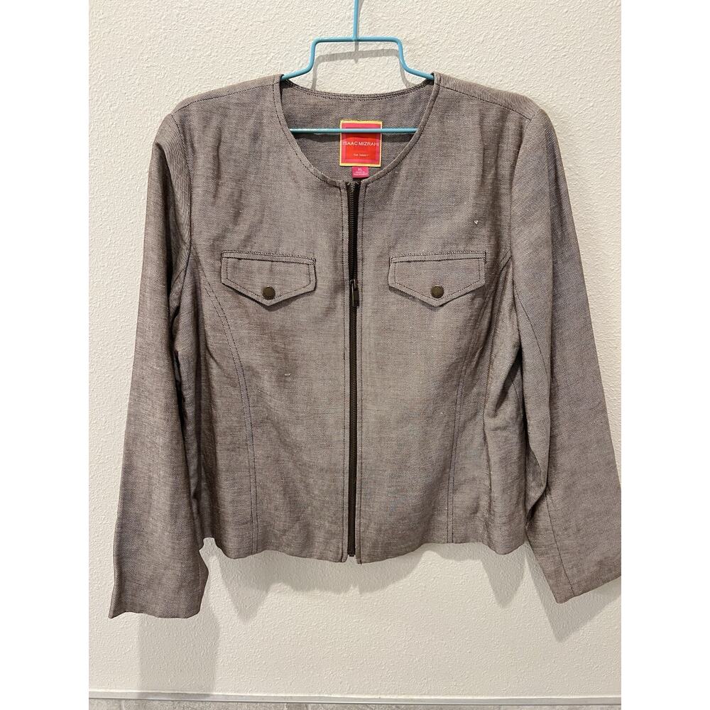 Isaac Mizrahi XL Linen Blend brown Suit Jacket Career Dressy